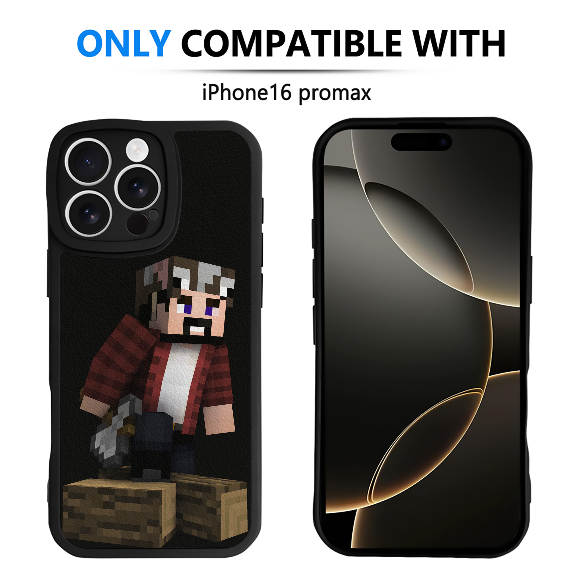 （画像用） マインクラフト ブロックの世界 Minecraft MC Block world 【iPhone 16シリーズ対応】シリコンスマホケース（レザー調） 材質：シリコン
